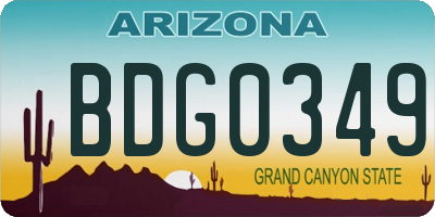 AZ license plate BDG0349