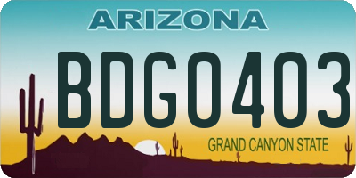 AZ license plate BDG0403