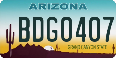 AZ license plate BDG0407