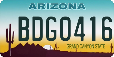 AZ license plate BDG0416