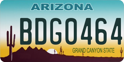 AZ license plate BDG0464