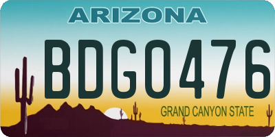 AZ license plate BDG0476