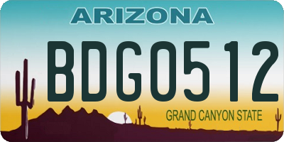 AZ license plate BDG0512