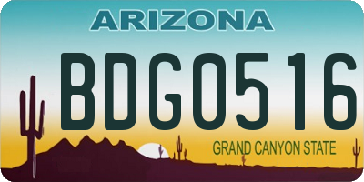 AZ license plate BDG0516