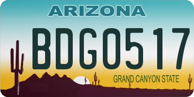 AZ license plate BDG0517