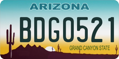 AZ license plate BDG0521