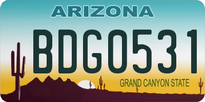 AZ license plate BDG0531