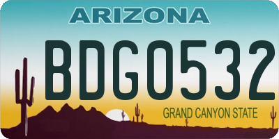 AZ license plate BDG0532