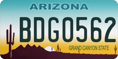 AZ license plate BDG0562