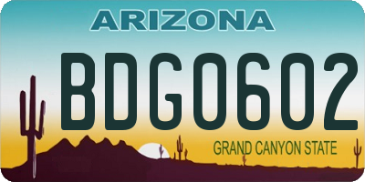 AZ license plate BDG0602