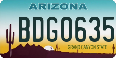 AZ license plate BDG0635