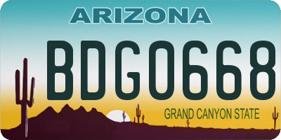 AZ license plate BDG0668