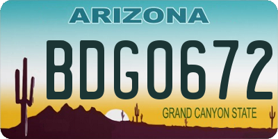 AZ license plate BDG0672