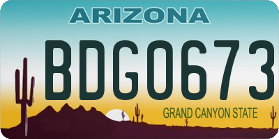 AZ license plate BDG0673