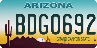 AZ license plate BDG0692