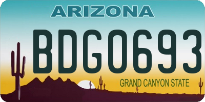 AZ license plate BDG0693