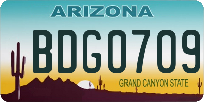 AZ license plate BDG0709