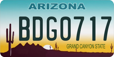 AZ license plate BDG0717