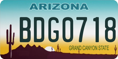 AZ license plate BDG0718