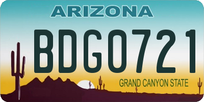 AZ license plate BDG0721