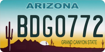 AZ license plate BDG0772