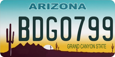 AZ license plate BDG0799