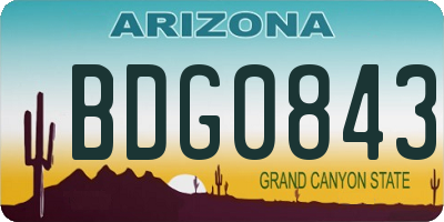 AZ license plate BDG0843