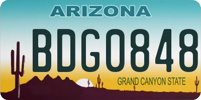 AZ license plate BDG0848