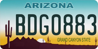 AZ license plate BDG0883