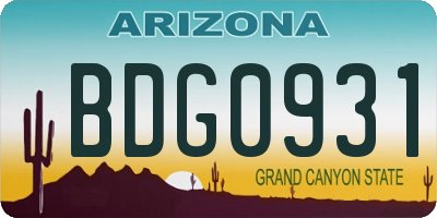 AZ license plate BDG0931