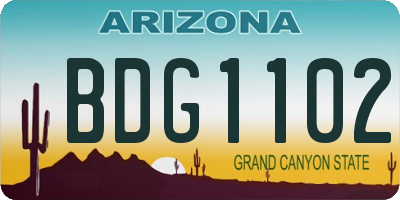 AZ license plate BDG1102