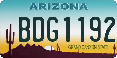 AZ license plate BDG1192