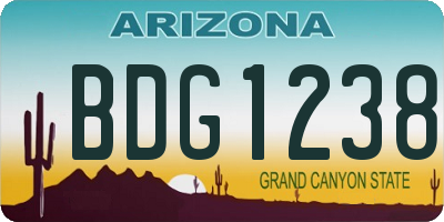 AZ license plate BDG1238