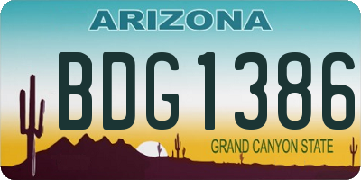 AZ license plate BDG1386