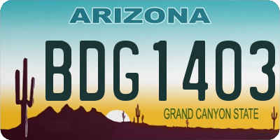 AZ license plate BDG1403