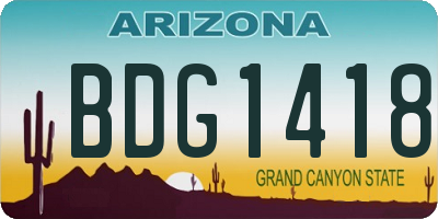 AZ license plate BDG1418