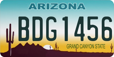 AZ license plate BDG1456