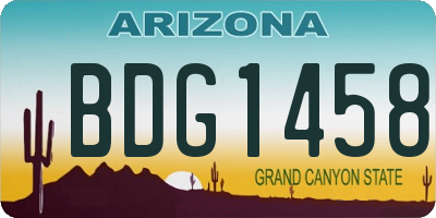 AZ license plate BDG1458