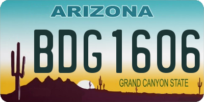 AZ license plate BDG1606