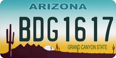 AZ license plate BDG1617