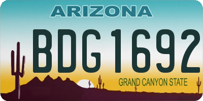 AZ license plate BDG1692