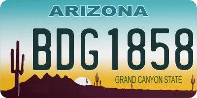 AZ license plate BDG1858