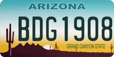 AZ license plate BDG1908