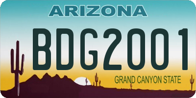 AZ license plate BDG2001