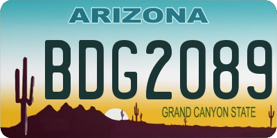 AZ license plate BDG2089