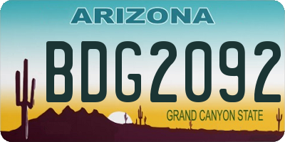 AZ license plate BDG2092