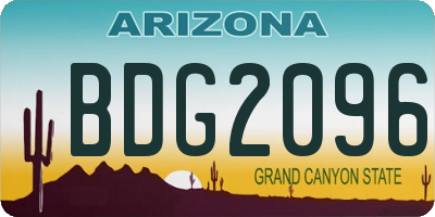 AZ license plate BDG2096