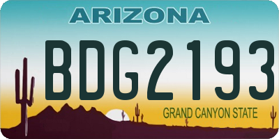 AZ license plate BDG2193