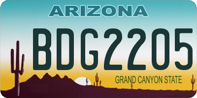 AZ license plate BDG2205