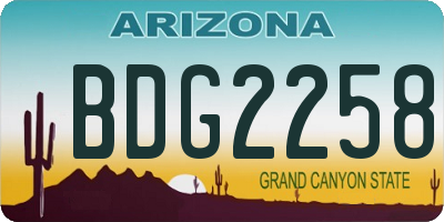 AZ license plate BDG2258